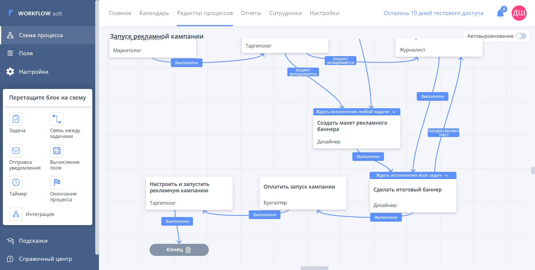 Создание бизнес-процесса Workflowsoft