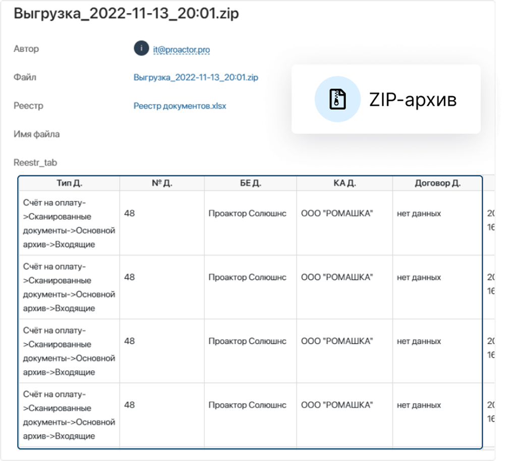 Интерфейс Финархива в ELMA365